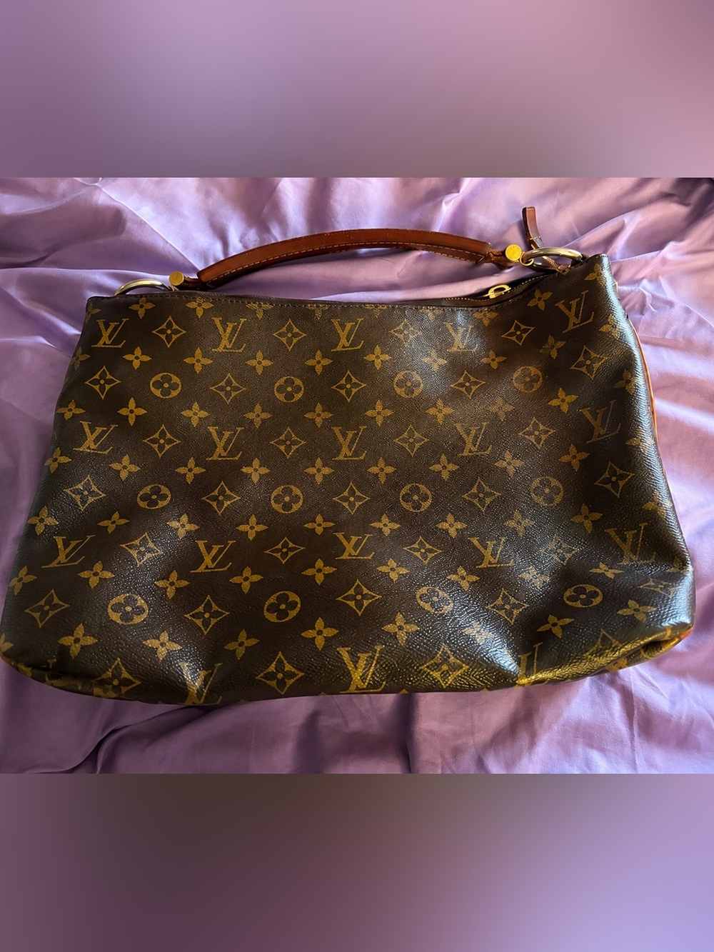 Louis Vuitton Sully MM Shoulder Bag in Brown and Gold